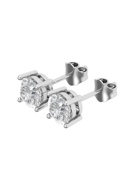 2.0 CT Round VVS Moissanite Diamond Simple Earrings