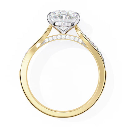 Exquisite 2 CT Oval Lab-Grown Diamond 4-Prong Pave-Set Solitaire Diamond Ring