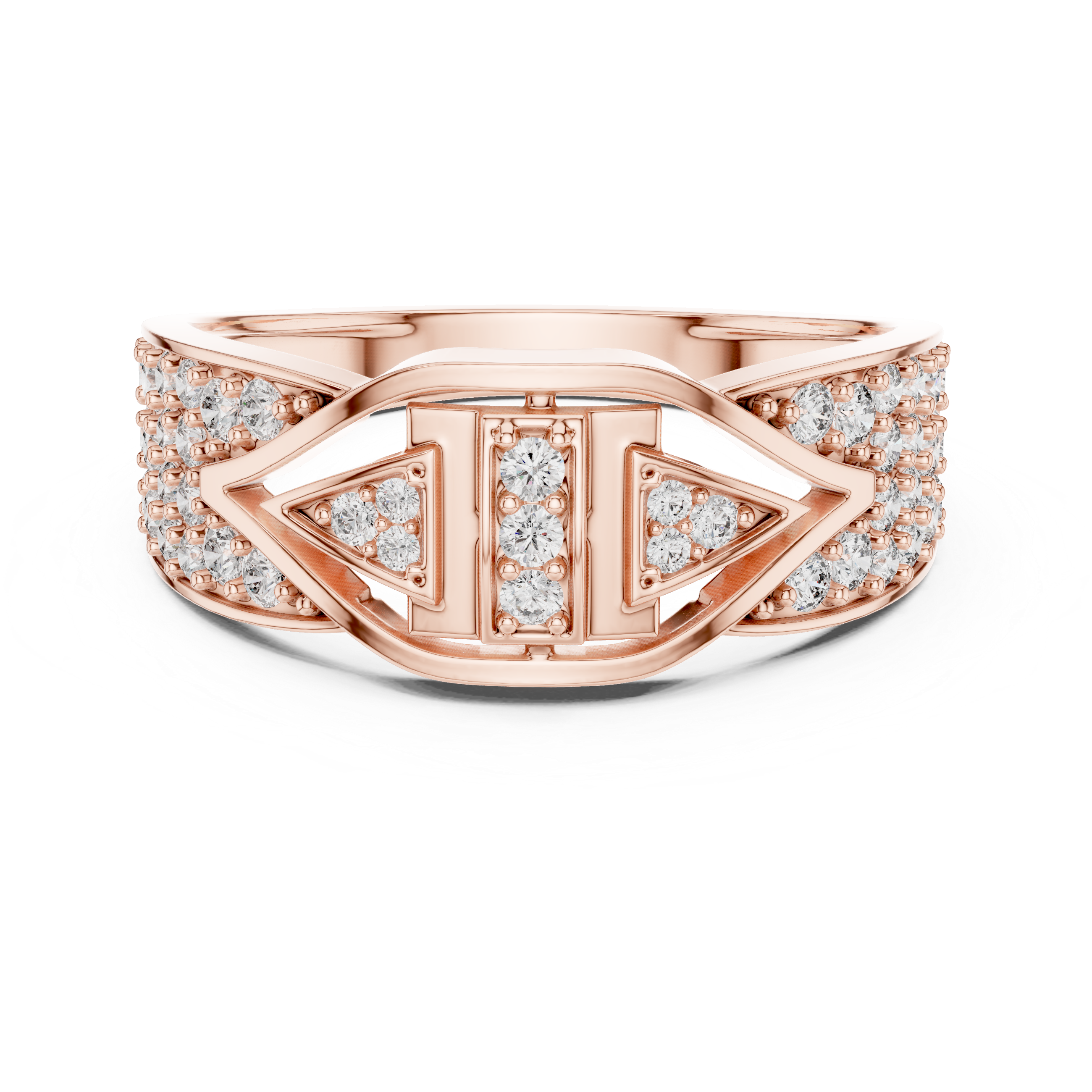 Stylish Men’s Statement Ring with Round-Cut Lab-Grown Diamonds