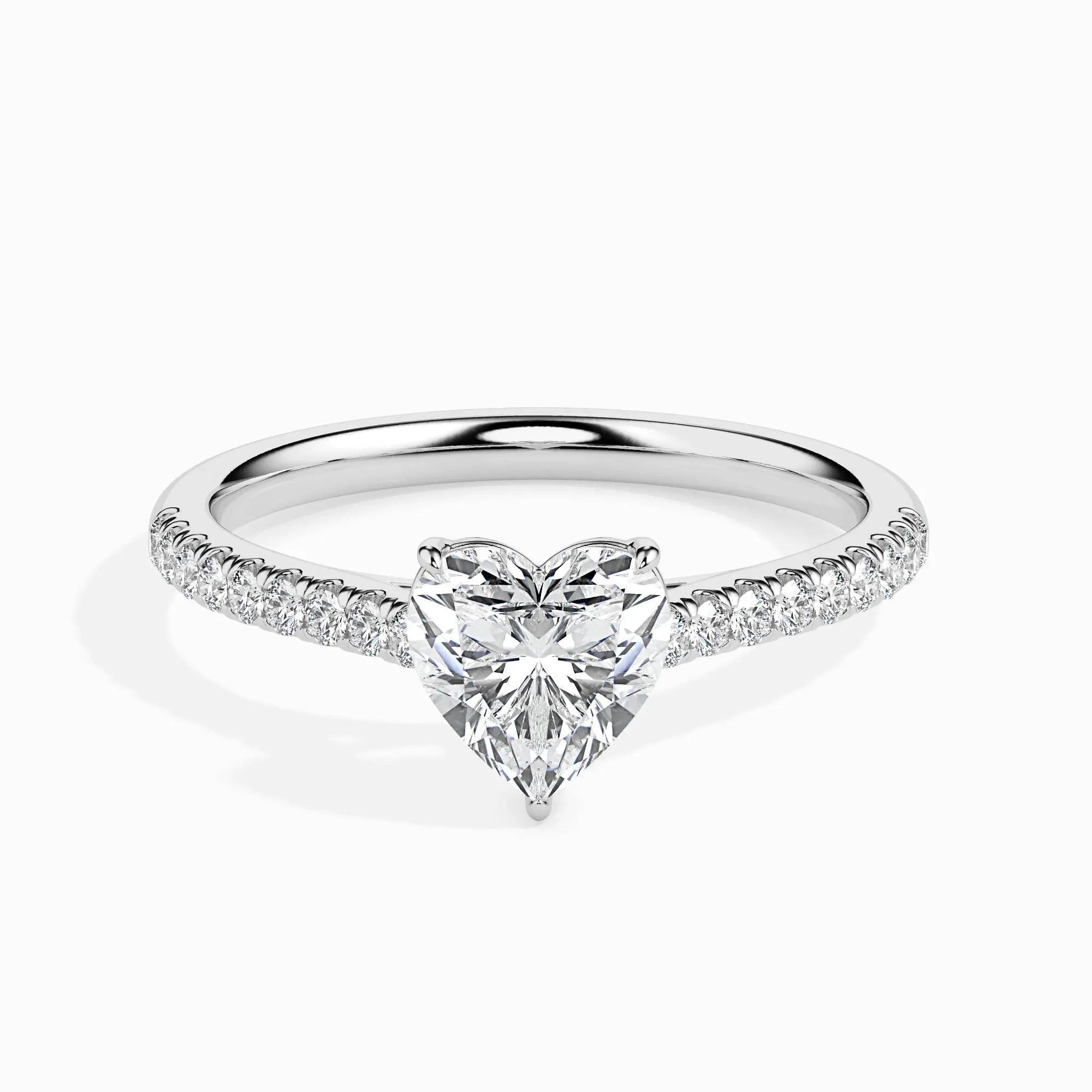 1.0 ct Heart D- VVS Lab Grown Diamond Pave Engagement Ring