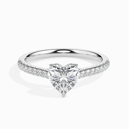 1.0 ct Heart D- VVS Lab Grown Diamond Pave Engagement Ring