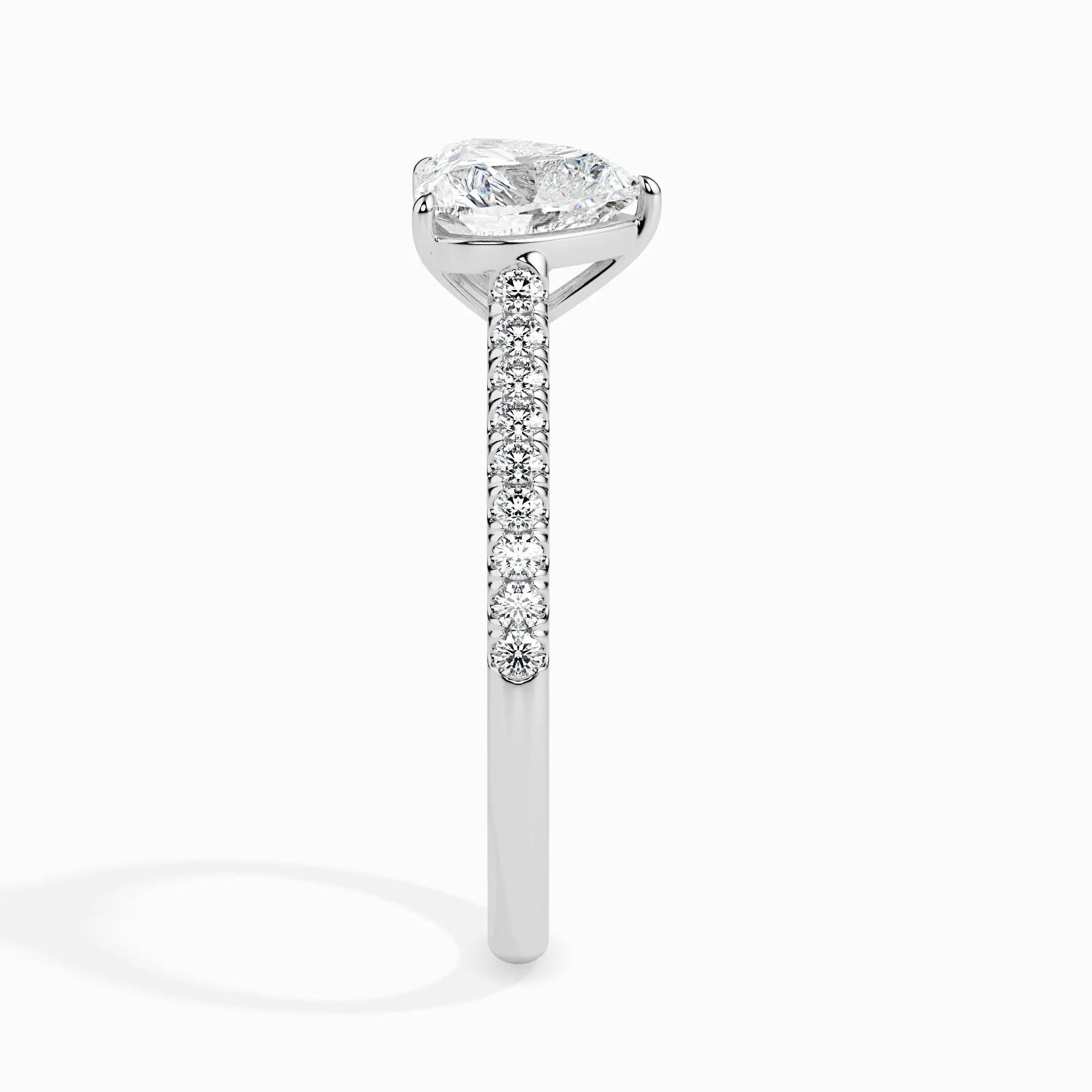 1.0 ct Heart D- VVS Lab Grown Diamond Pave Engagement Ring