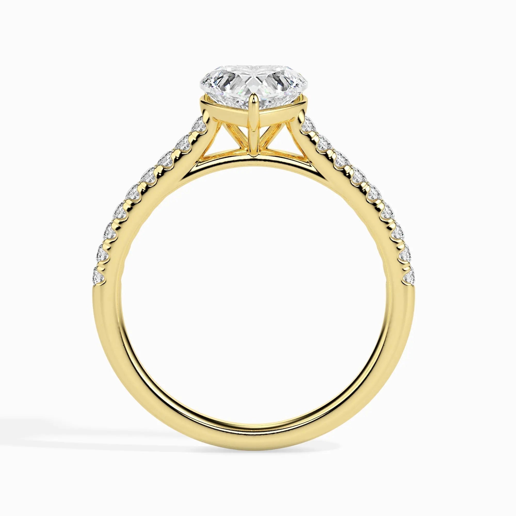 1.0 ct Heart D- VVS Lab Grown Diamond Pave Engagement Ring