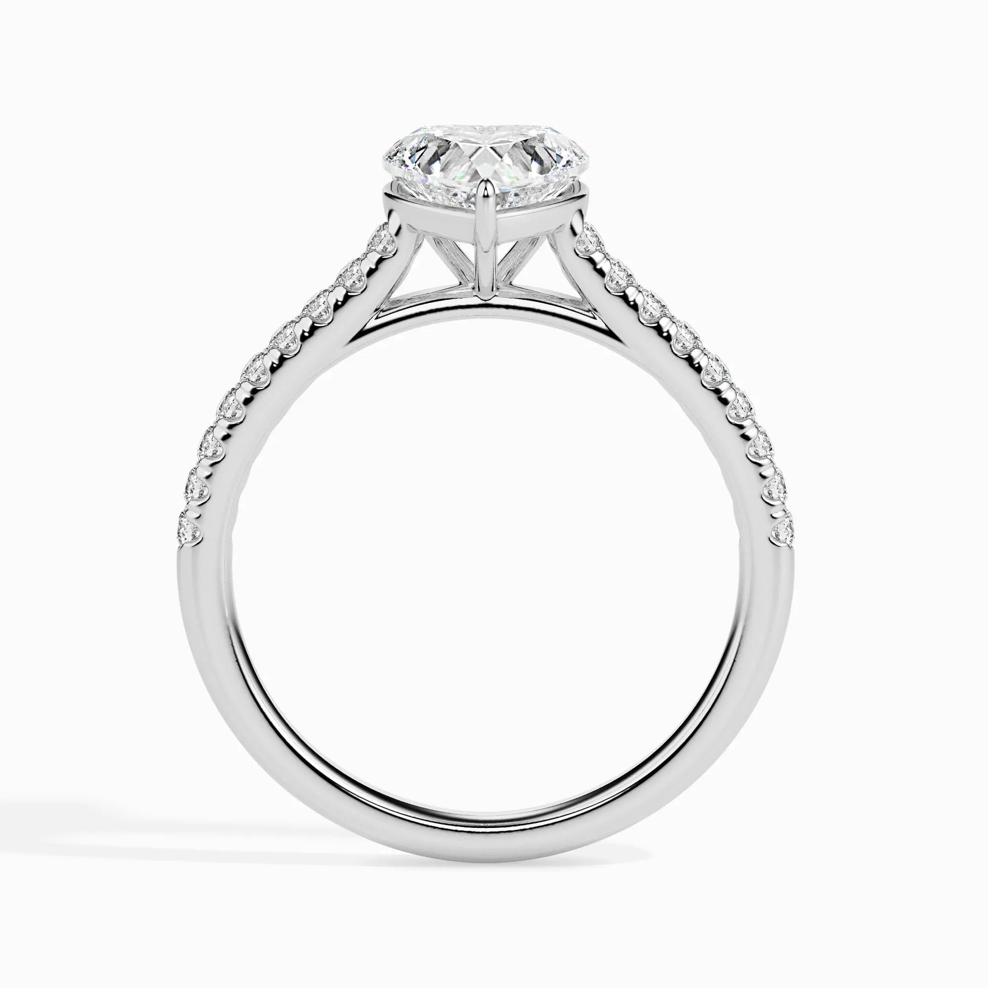 1.0 ct Heart D- VVS Lab Grown Diamond Pave Engagement Ring