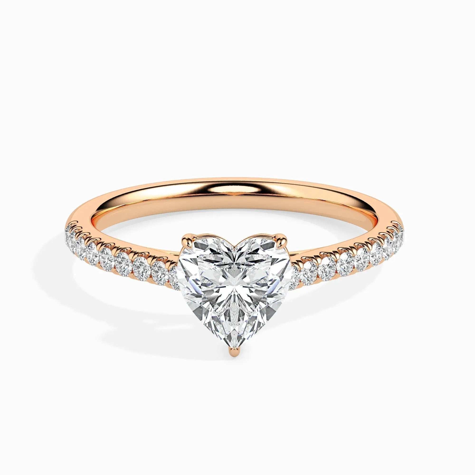 1.0 ct Heart D- VVS Lab Grown Diamond Pave Engagement Ring