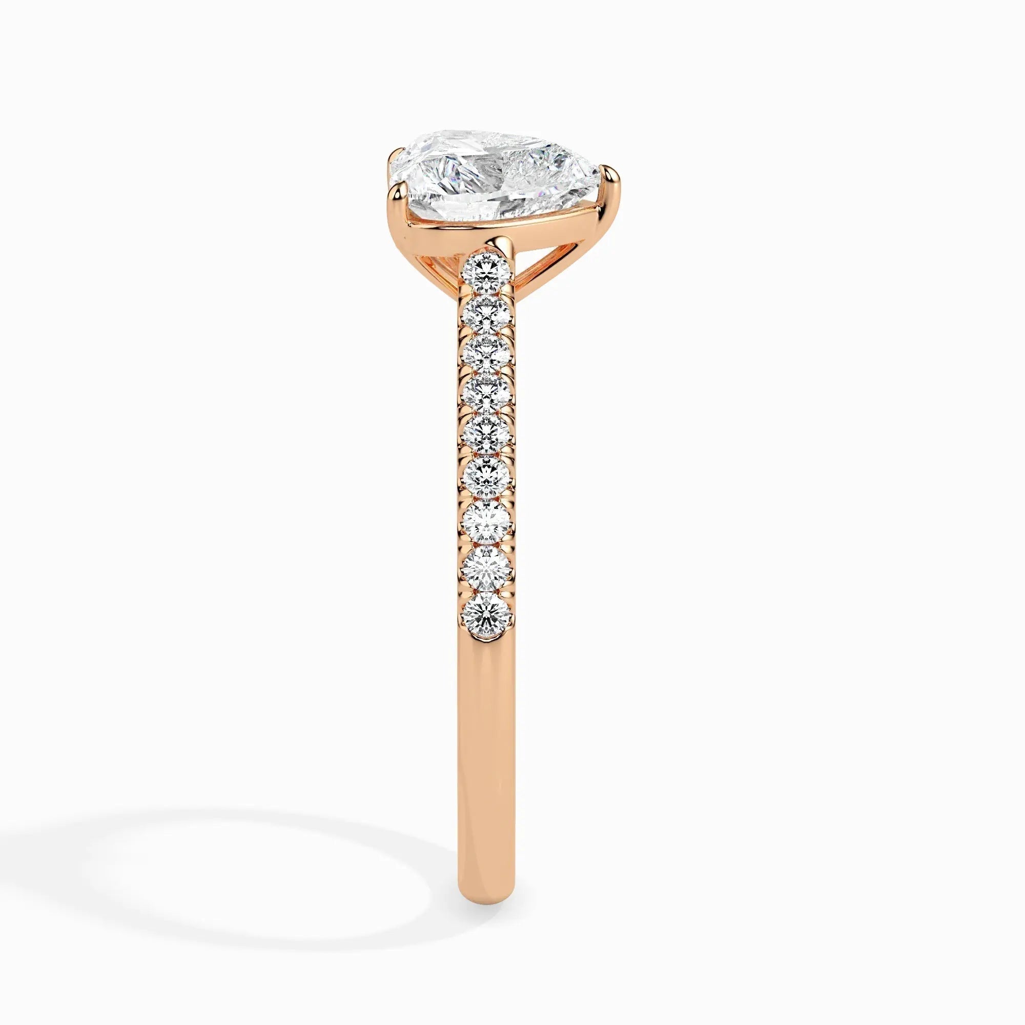 1.0 ct Heart D- VVS Lab Grown Diamond Pave Engagement Ring