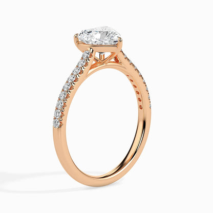 1.0 ct Heart D- VVS Lab Grown Diamond Pave Engagement Ring