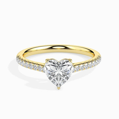 1.0 ct Heart D- VVS Lab Grown Diamond Pave Engagement Ring