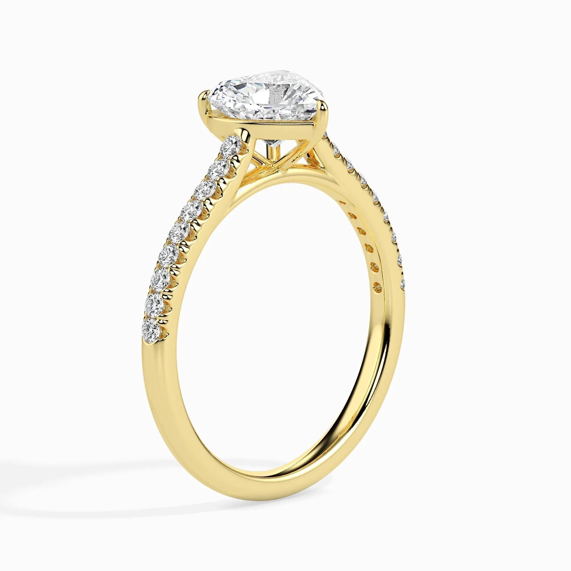 1.0 ct Heart D- VVS Lab Grown Diamond Pave Engagement Ring