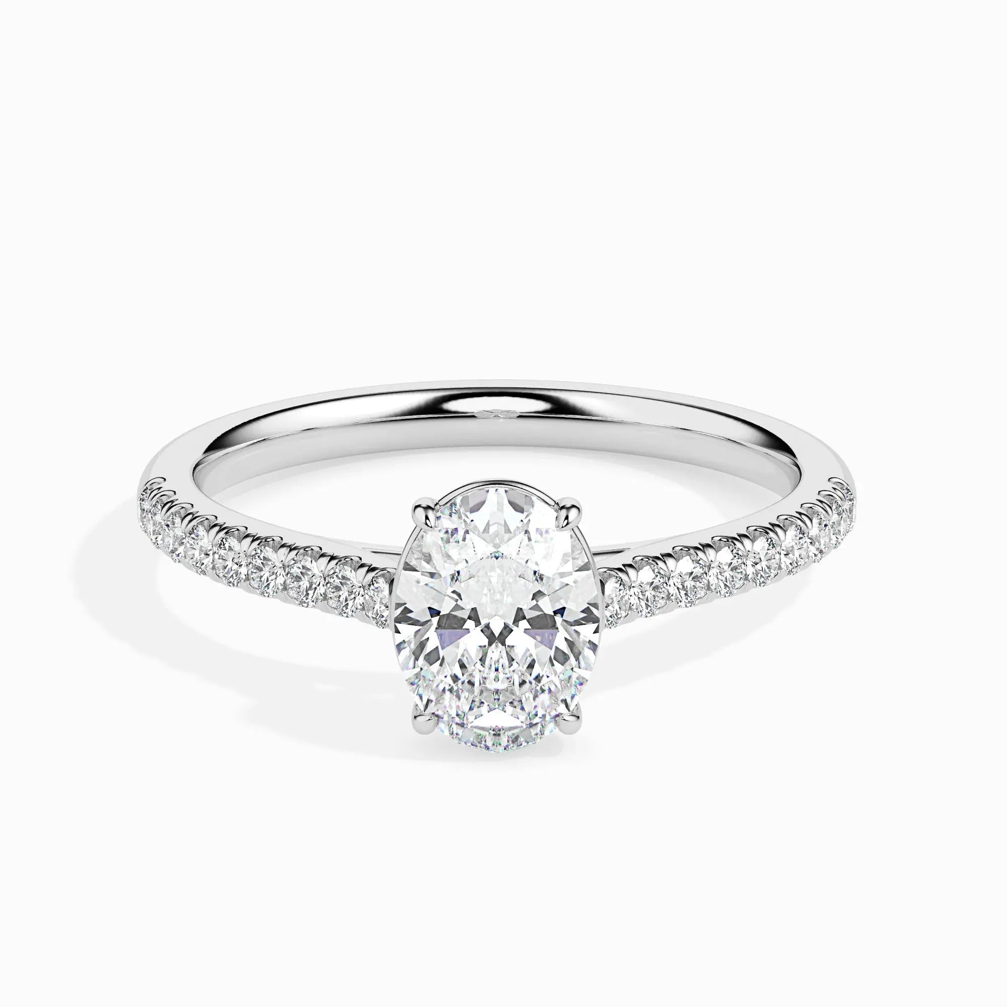 1.0 ct Oval Shaped D- VVS Lab Grown Diamond Pave Engagement Ring