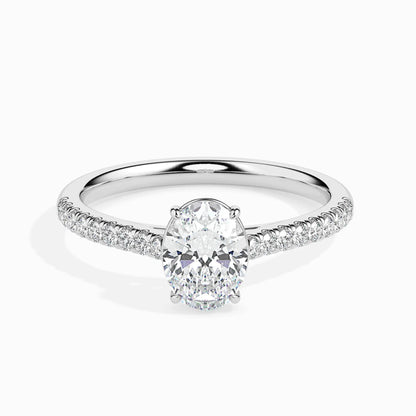 1.0 ct Oval Shaped D- VVS Lab Grown Diamond Pave Engagement Ring