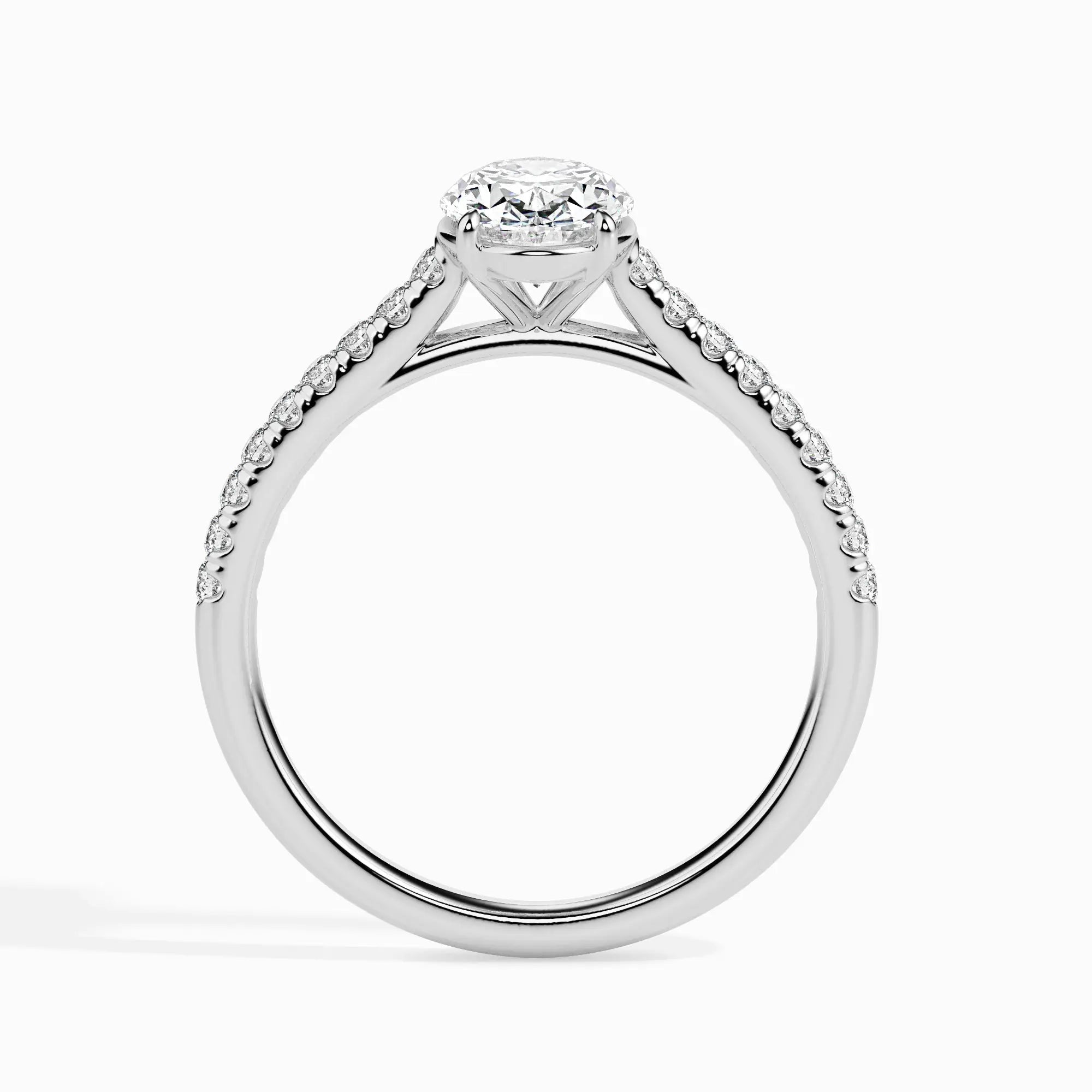 1.0 ct Oval Shaped D- VVS Lab Grown Diamond Pave Engagement Ring