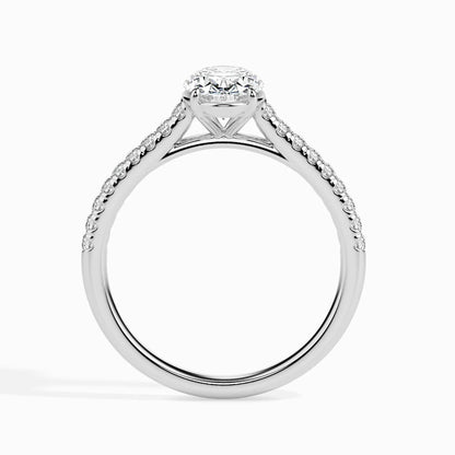 1.0 ct Oval Shaped D- VVS Lab Grown Diamond Pave Engagement Ring