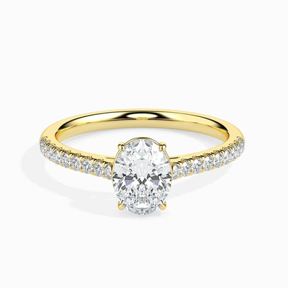 1.0 ct Oval Shaped D- VVS Lab Grown Diamond Pave Engagement Ring