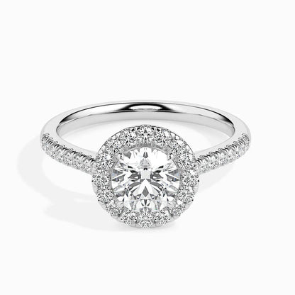 1.0 ct Round Halo D- VVS Lab Grown Diamond Pave Engagement Ring