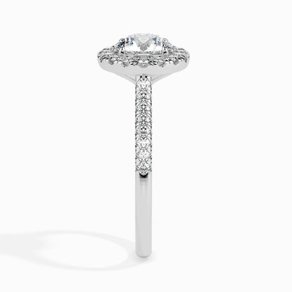 1.0 ct Round Halo D- VVS Lab Grown Diamond Pave Engagement Ring