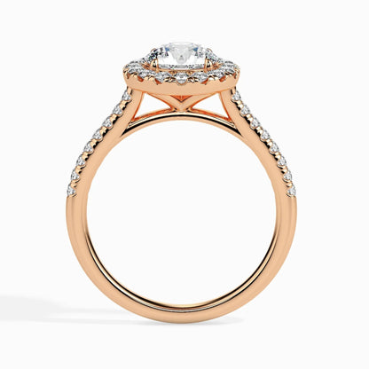 1.0 ct Round Halo D- VVS Lab Grown Diamond Pave Engagement Ring