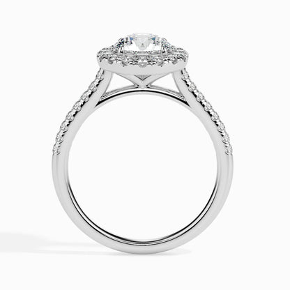 1.0 ct Round Halo D- VVS Lab Grown Diamond Pave Engagement Ring