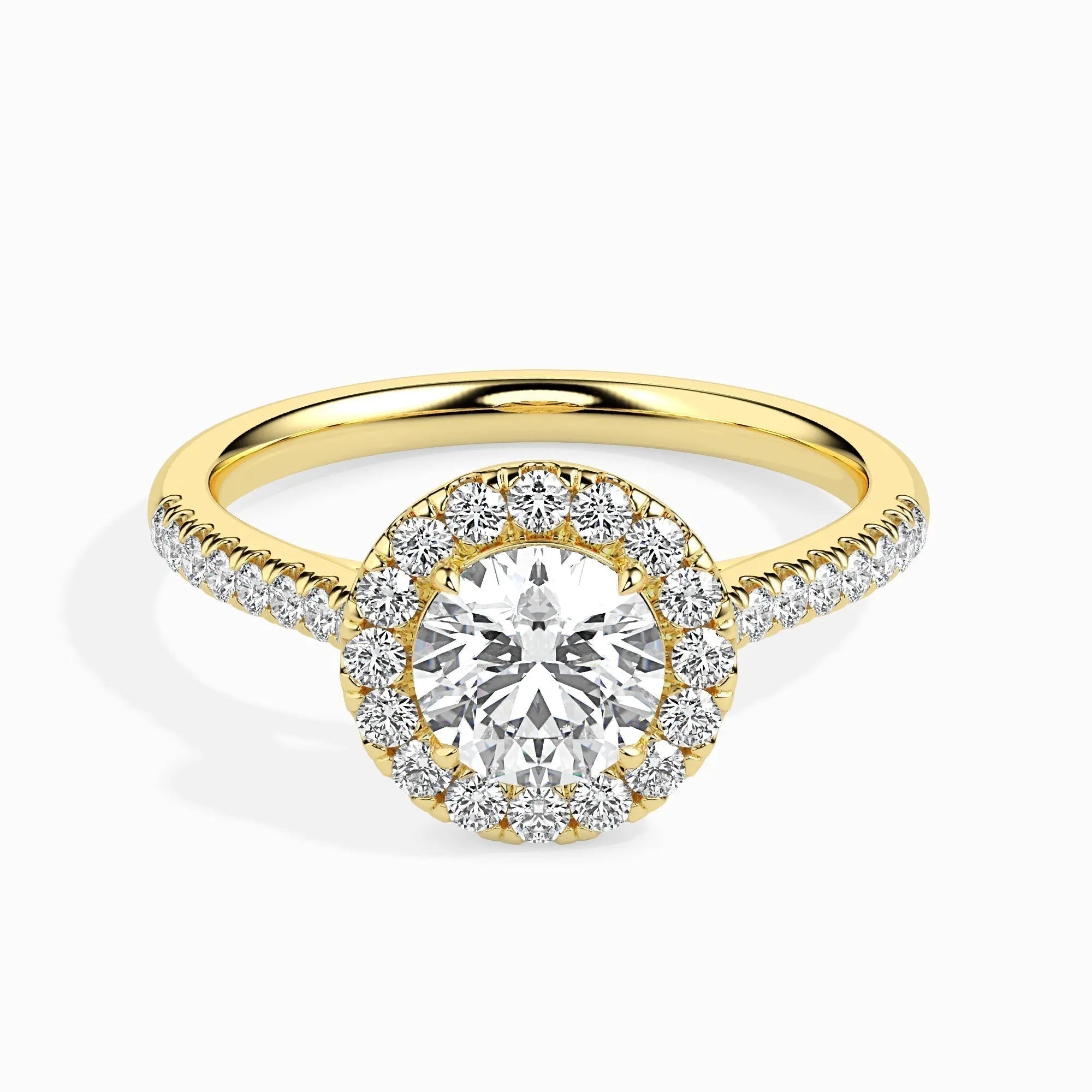1.0 ct Round Halo D- VVS Lab Grown Diamond Pave Engagement Ring