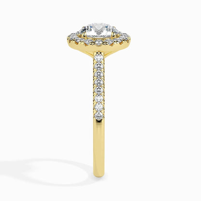 1.0 ct Round Halo D- VVS Lab Grown Diamond Pave Engagement Ring