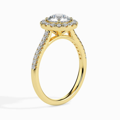 1.0 ct Round Halo D- VVS Lab Grown Diamond Pave Engagement Ring