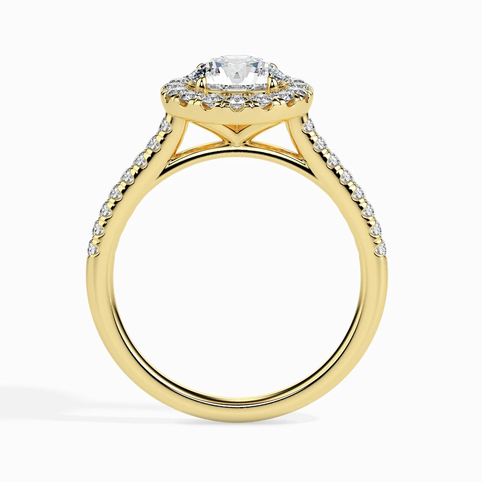 1.0 ct Round Halo D- VVS Lab Grown Diamond Pave Engagement Ring
