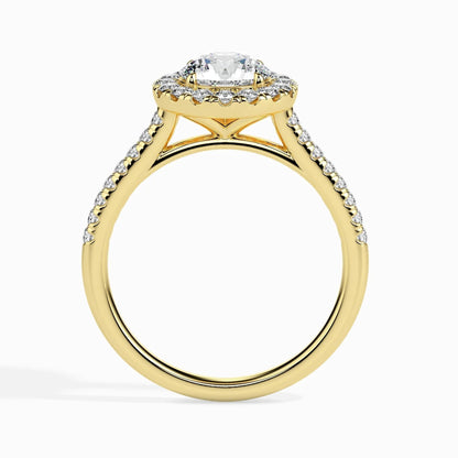 1.0 ct Round Halo D- VVS Lab Grown Diamond Pave Engagement Ring