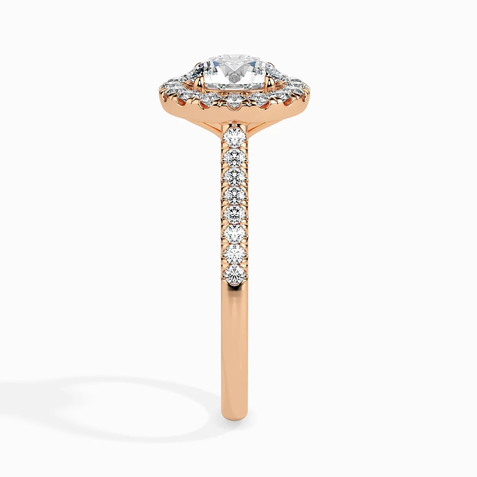 1.0 ct Round Halo D- VVS Lab Grown Diamond Pave Engagement Ring