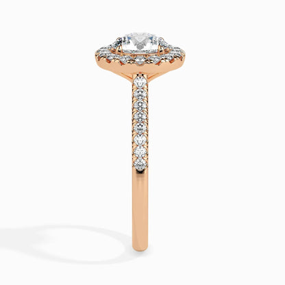 1.0 ct Round Halo D- VVS Lab Grown Diamond Pave Engagement Ring
