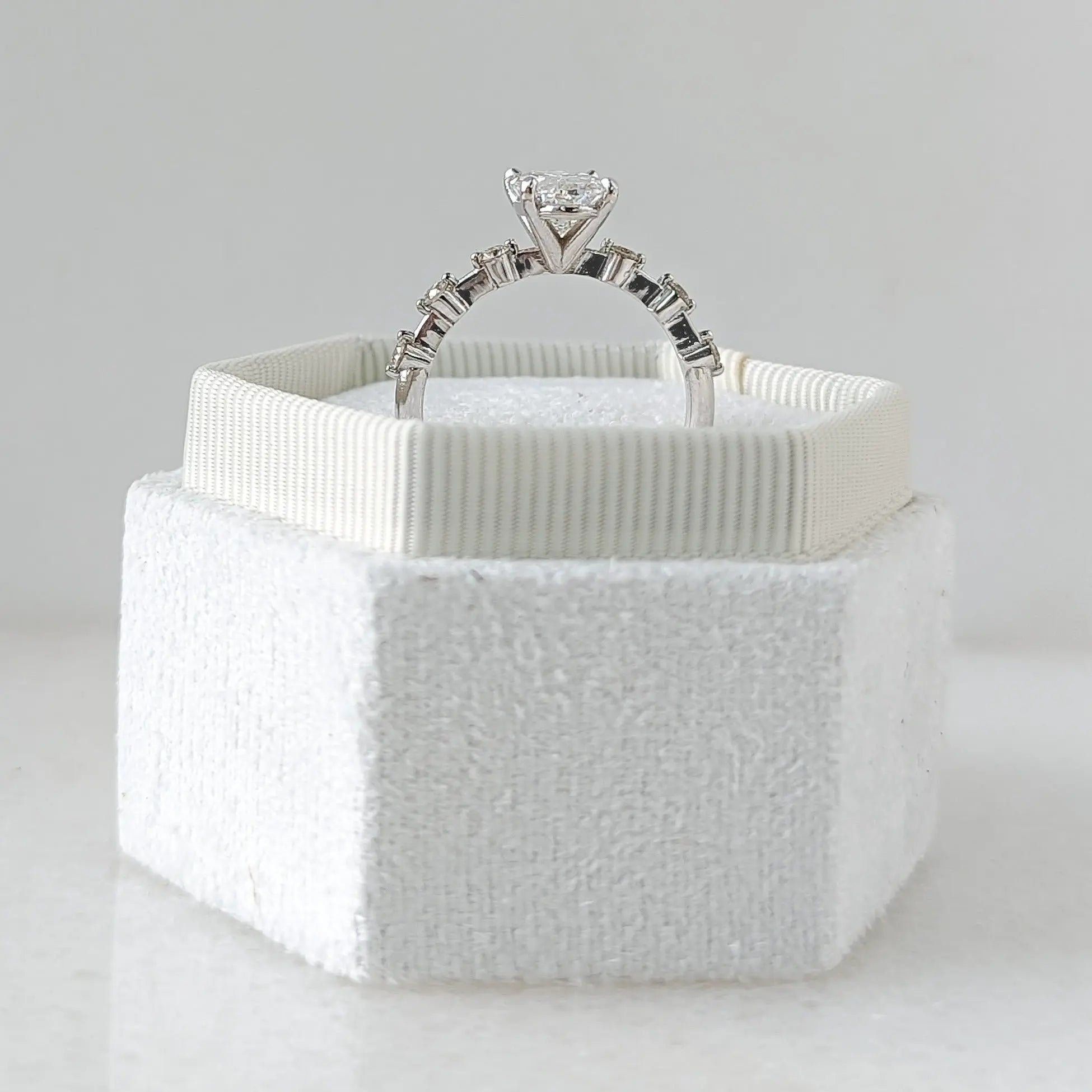 2.0 ct Oval D- VVS Lab Grown Diamond Petite Pave Engagement Ring