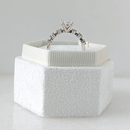 2.0 ct Oval D- VVS Lab Grown Diamond Petite Pave Engagement Ring