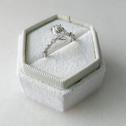 2.0 ct Oval D- VVS Lab Grown Diamond Petite Pave Engagement Ring