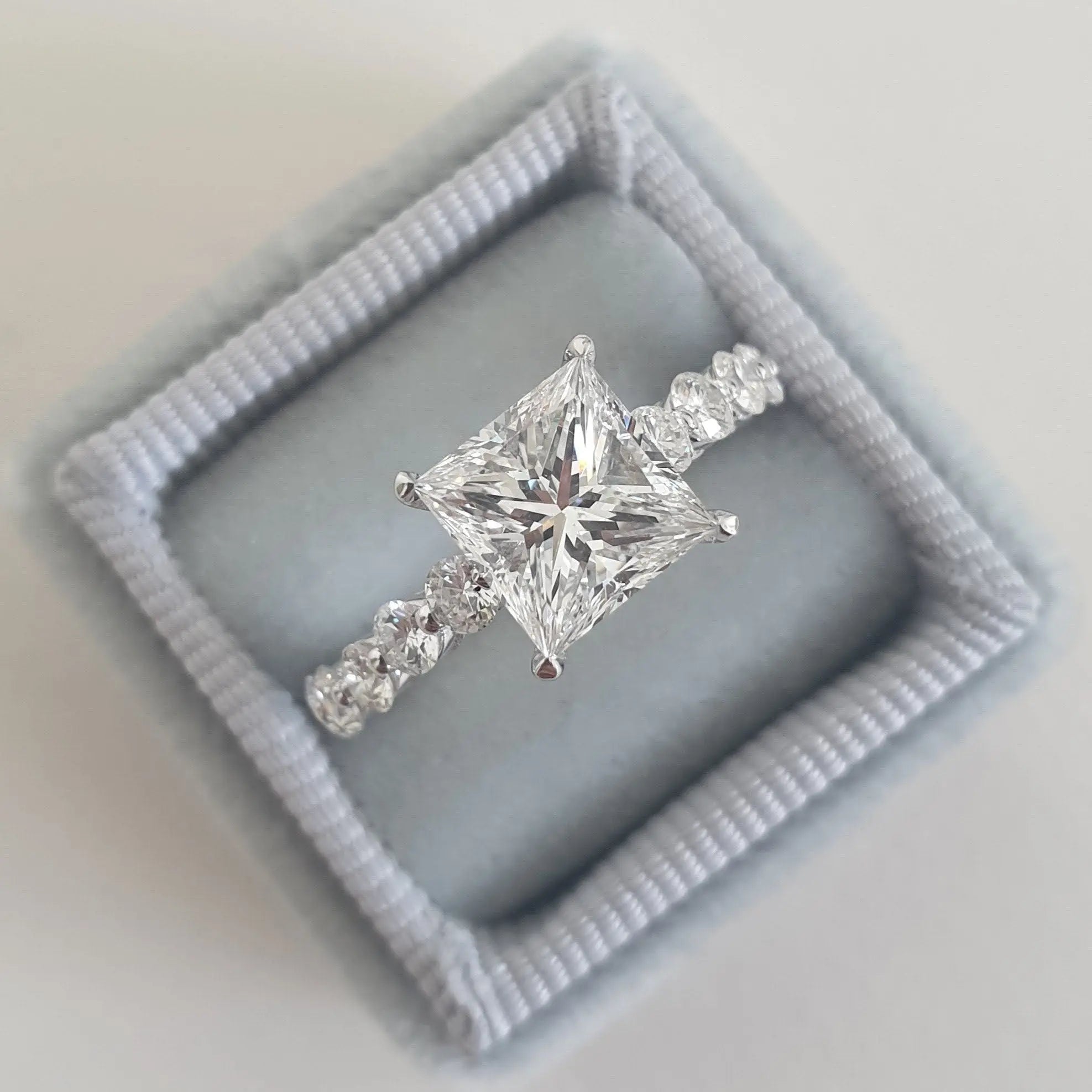2.00 ct Princess D-VVS1 Lab Grown Diamond Pave Engagement Ring