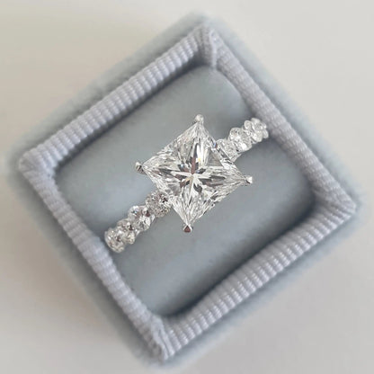 2.00 ct Princess D-VVS1 Lab Grown Diamond Pave Engagement Ring