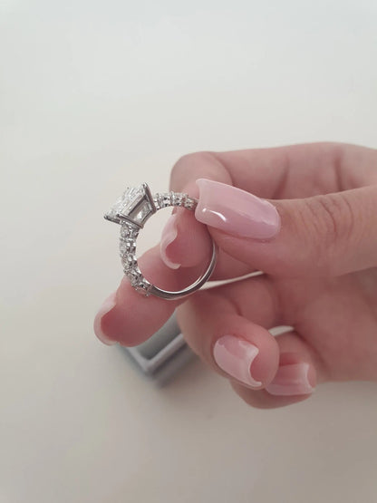 2.00 ct Princess D-VVS1 Lab Grown Diamond Pave Engagement Ring