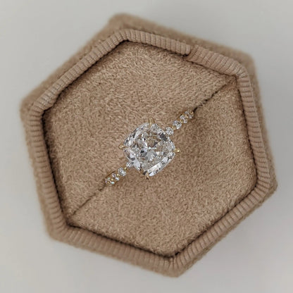 2.0 ct Cushion D- VVS Lab Grown Diamond Hidden Halo Engagement Ring