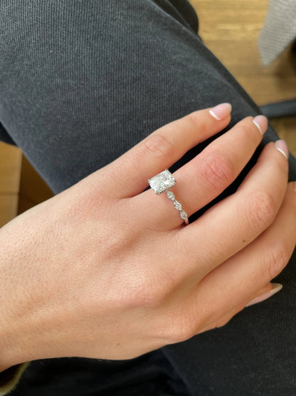 2.0 ct Cushion D- VVS Lab Grown Diamond Pave Engagement Ring