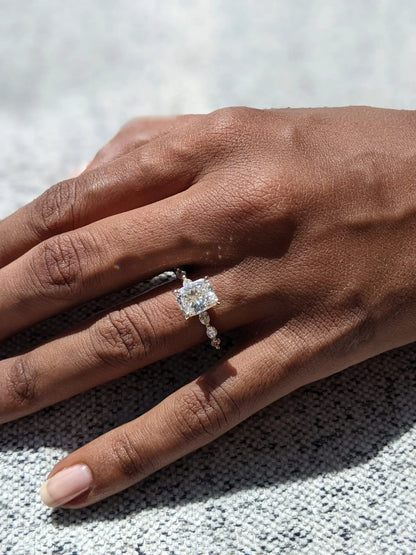 2.0 ct Cushion D- VVS Lab Grown Diamond Pave Engagement Ring