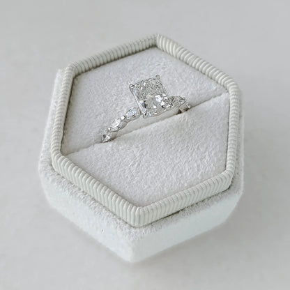 2.0 ct Cushion D- VVS Lab Grown Diamond Pave Engagement Ring