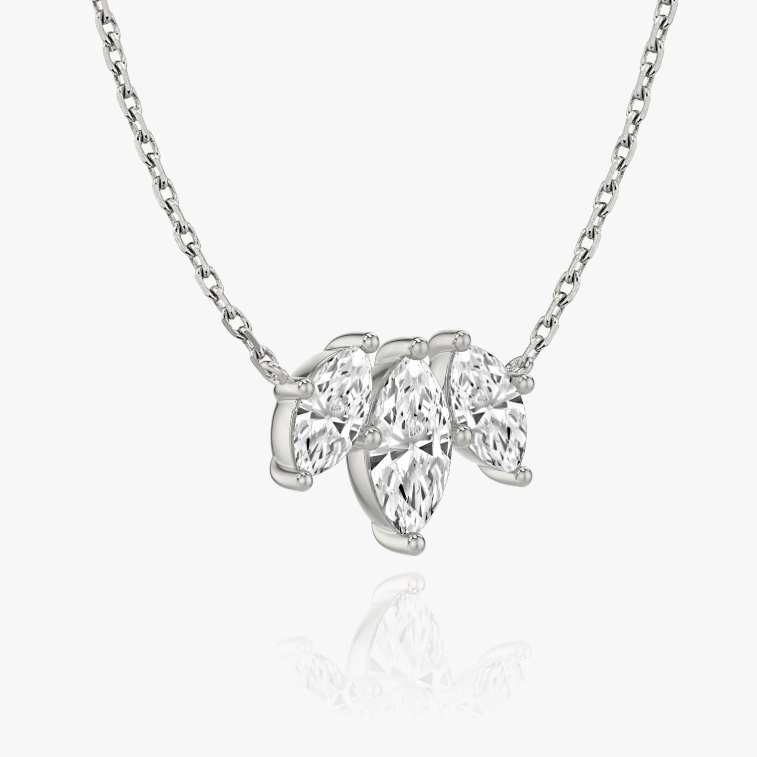 Marquise Cut  D-VVS Lab Grown Diamond Triple Stone Dainty Pendant Necklace