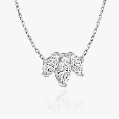 Marquise Cut  D-VVS Lab Grown Diamond Triple Stone Dainty Pendant Necklace