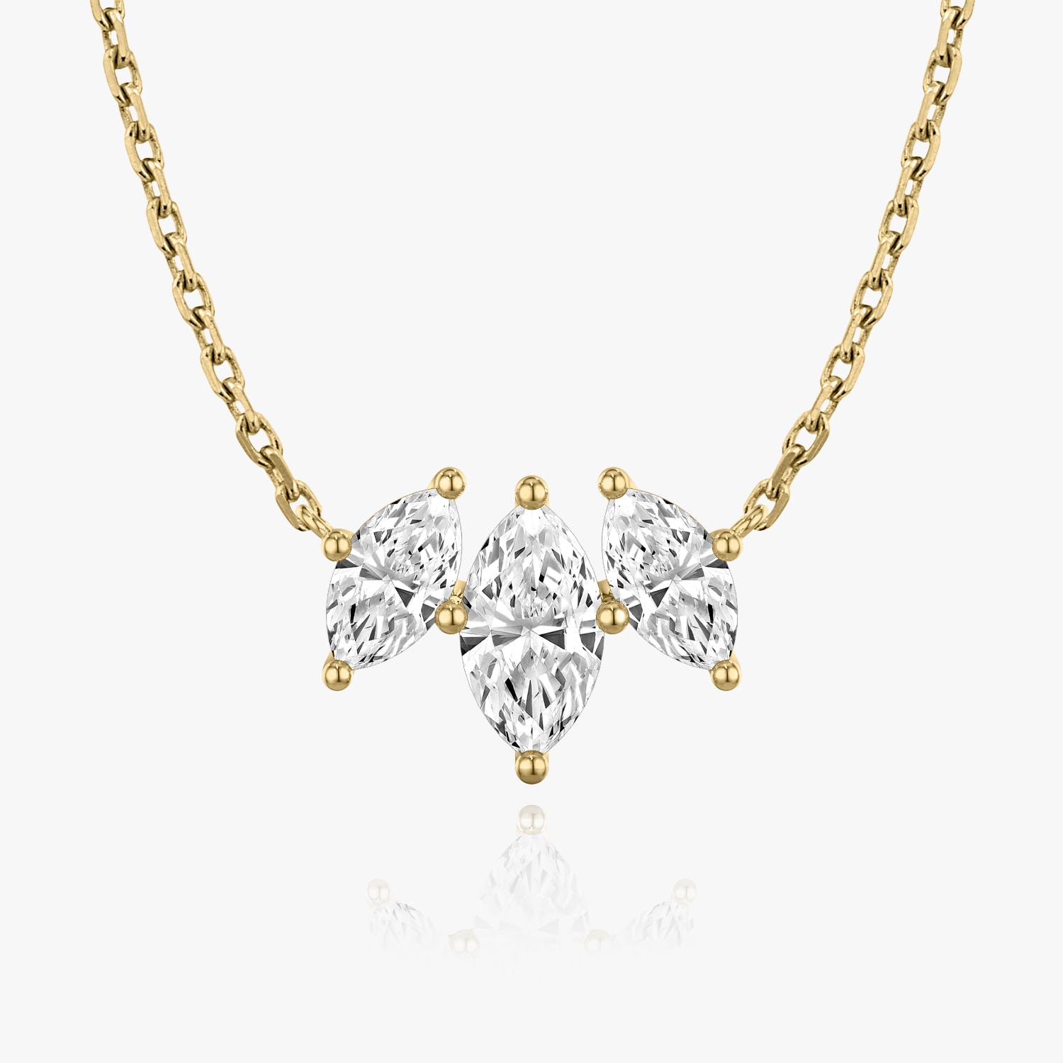 Marquise Cut  D-VVS Lab Grown Diamond Triple Stone Dainty Pendant Necklace