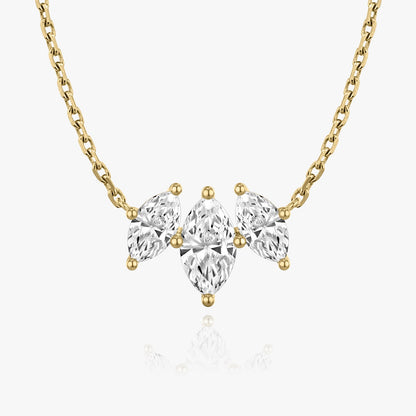 Marquise Cut  D-VVS Lab Grown Diamond Triple Stone Dainty Pendant Necklace