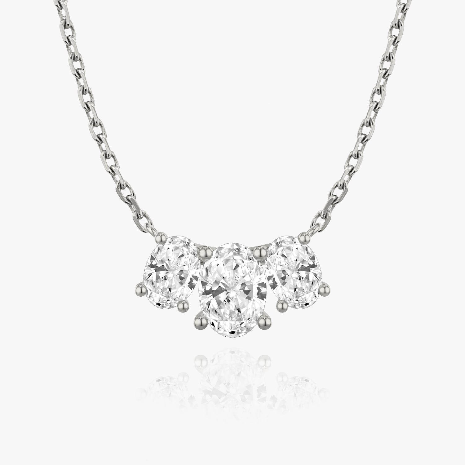 Oval Cut D-VVS Lab Grown Diamond Three Stone Necklace
