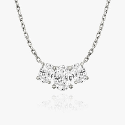 Oval Cut D-VVS Lab Grown Diamond Three Stone Necklace