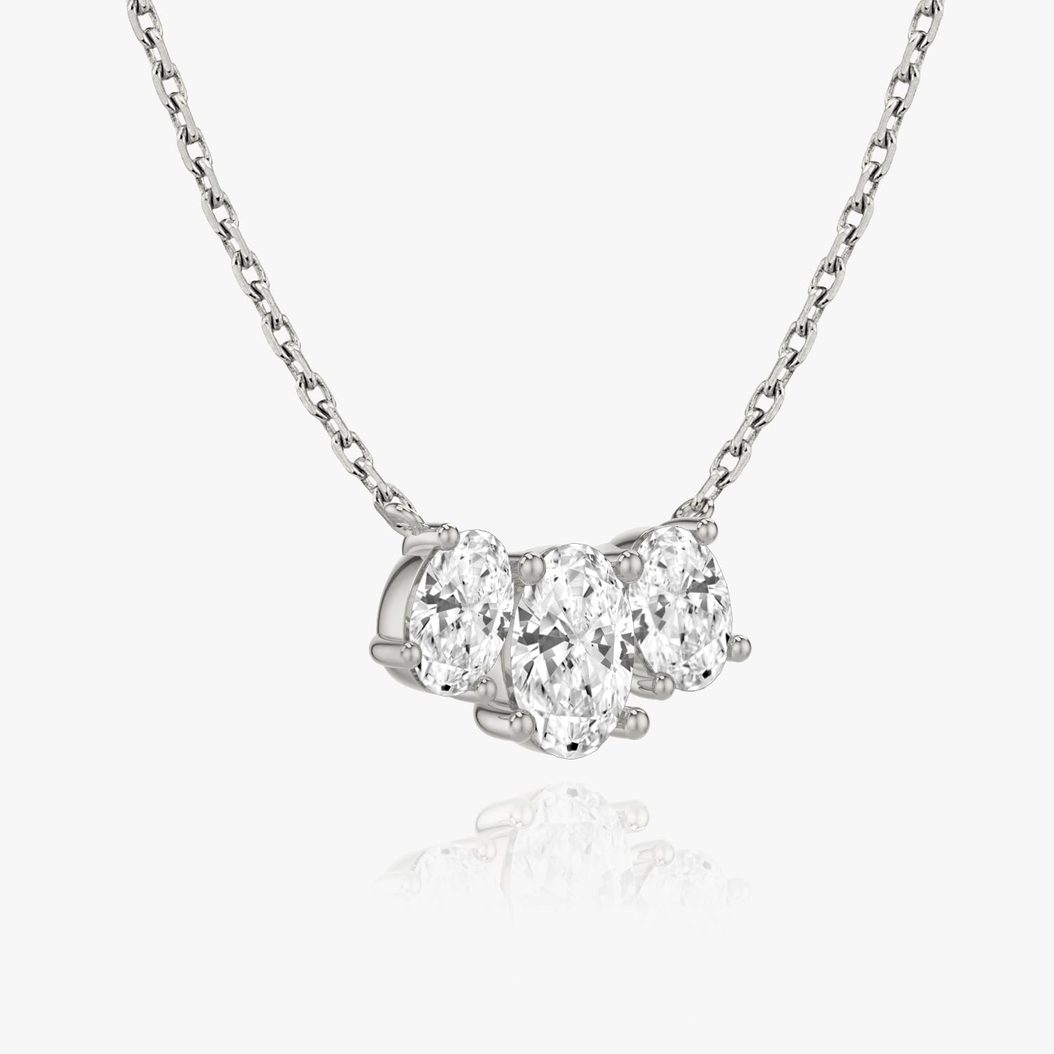 Oval Cut D-VVS Lab Grown Diamond Three Stone Necklace