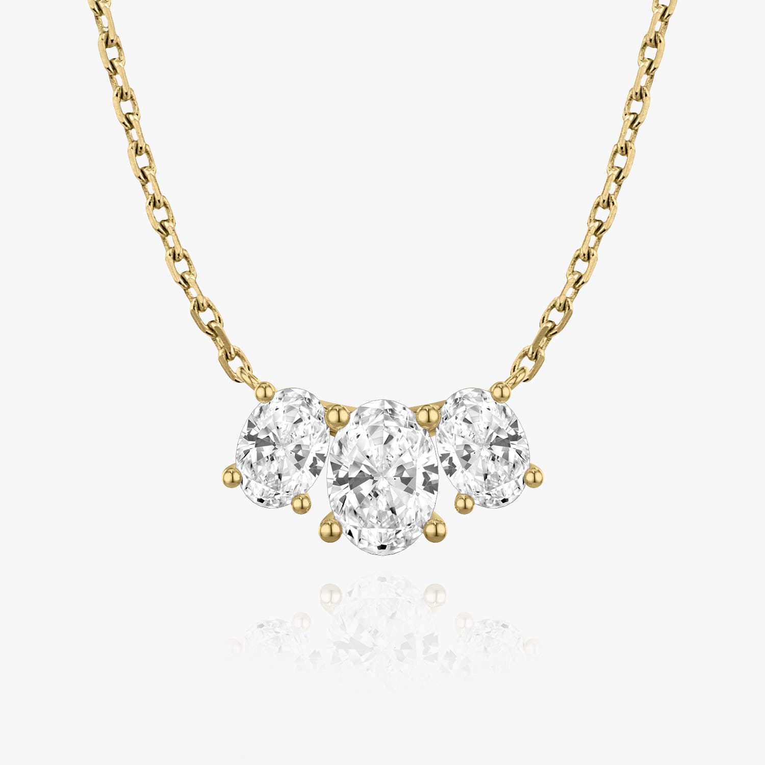 Oval Cut D-VVS Lab Grown Diamond Three Stone Necklace