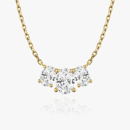 Oval Cut D-VVS Lab Grown Diamond Three Stone Necklace