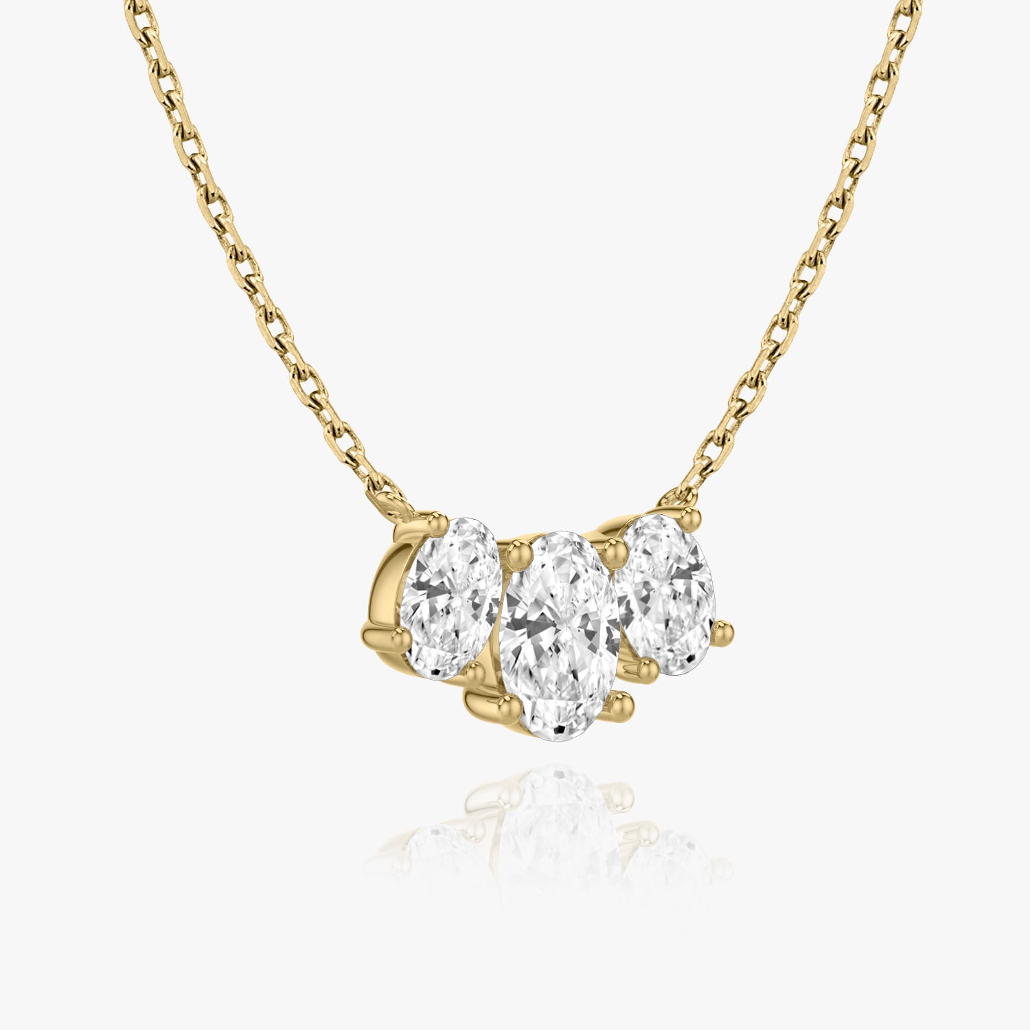 Oval Cut D-VVS Lab Grown Diamond Three Stone Necklace
