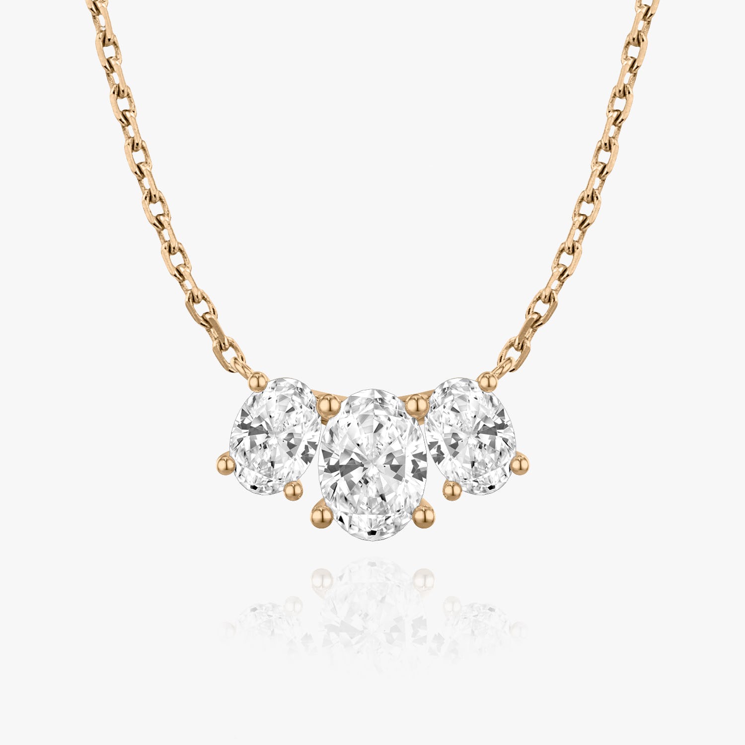 Oval Cut D-VVS Lab Grown Diamond Three Stone Necklace